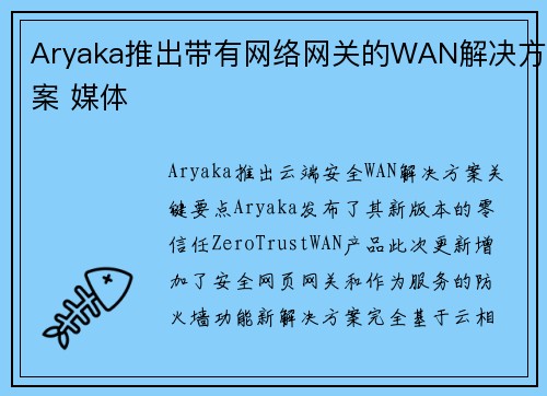 Aryaka推出带有网络网关的WAN解决方案 媒体