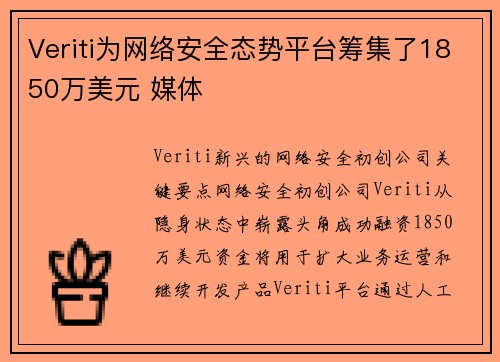 Veriti为网络安全态势平台筹集了1850万美元 媒体